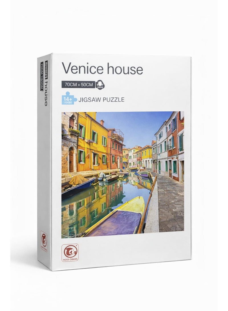 Venice Colorful Houses Canal Scene 1000 Pieces Jigsaw Puzzle (70×50 cm) - Image 1